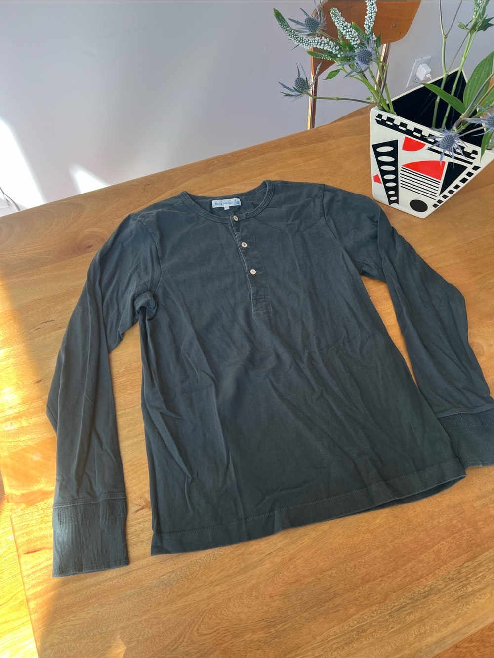 Merz b. Schwanen Forest Green Long Sleeve Henley Large 6/L • Unworn